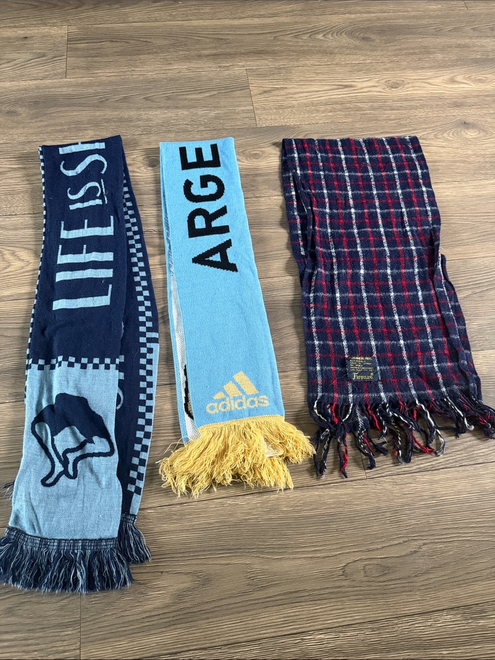 adidas Light Blue & Yellow Kids Scarf with Yellow Fringe